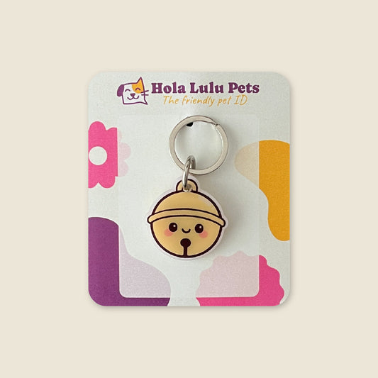 Cute Yellow Jingle Bell Small QR Cat Tag | Hola Lulu Pets
