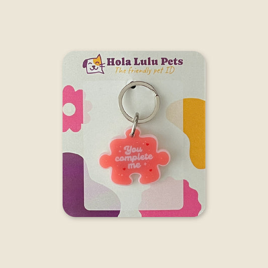 You Complete Me Puzzle Small QR Cat Tag | Hola Lulu Pets